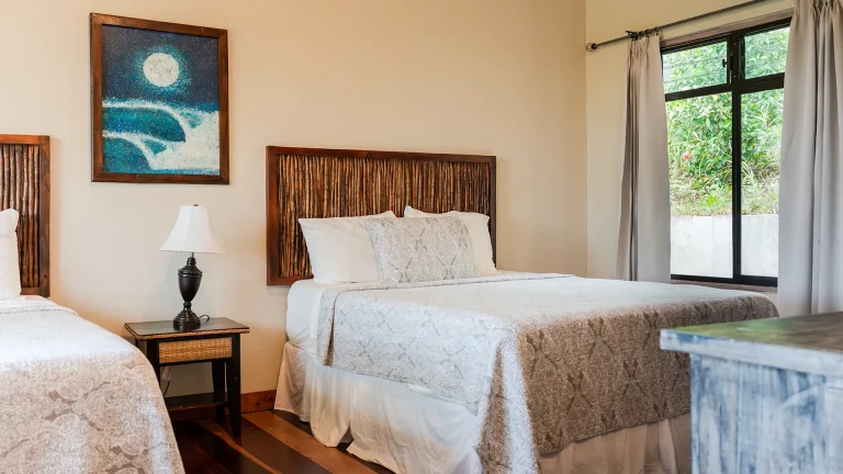 La Jolla de Guasacate, hilltop boutique hotel in Popoyo, Nicaragua – Double Queen with Garden View room, beds and window