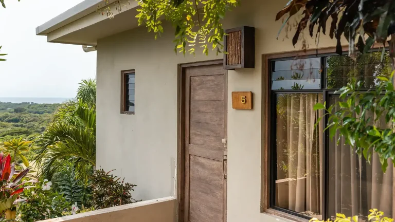 La Jolla de Guasacate, hilltop boutique hotel in Popoyo, Nicaragua – entrance and balcony of a Double Queen with Ocean View room