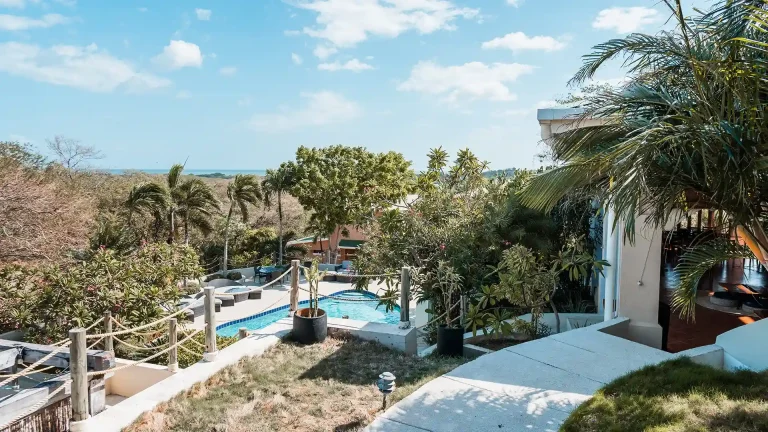 La Jolla de Guasacate, hilltop boutique hotel in Popoyo, Nicaragua – pool and ocean view from the King Standard with Pool View room