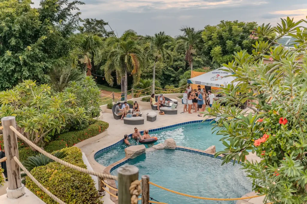Aerial view of the pool and gardens at La Jolla de Guasacate